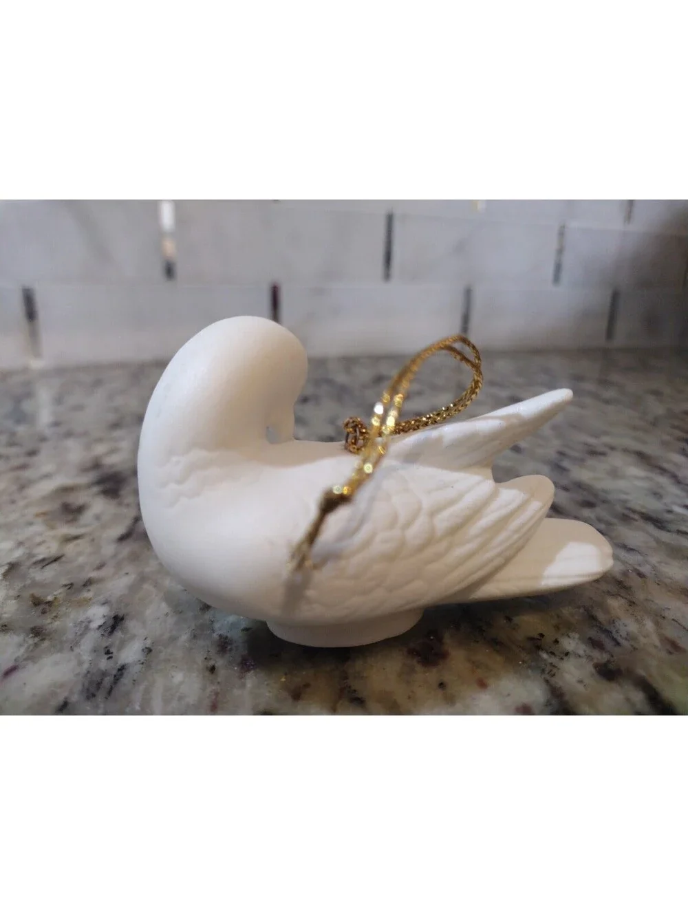 Vintage Santa's Dove Porcelain Sleeping Dove Ornament Christmas 3.5